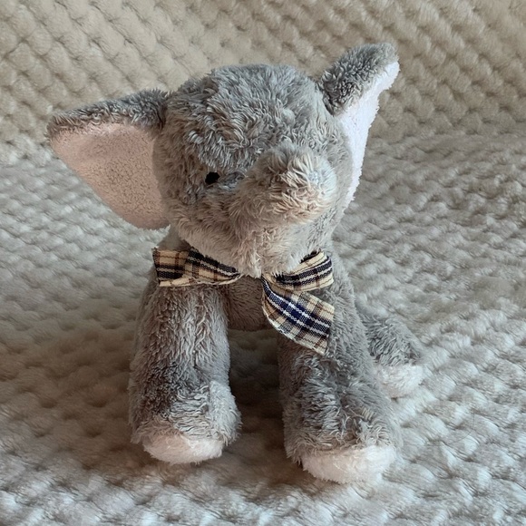 Super Cute Grey Plush Elephant with Plaid Biw Stuffed Animal Toy 🐘 - Picture 4 of 10